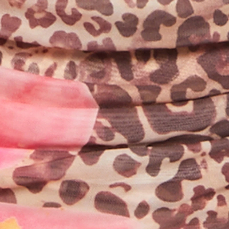 Plus Floral Animal Print Mesh Cowl Neck Dress