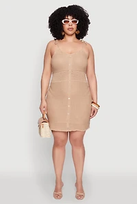 Womens Plus Size Almost Famous Tie Strap Mini Dress, Beige, Size 2X