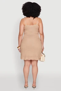 Womens Plus Size Almost Famous Tie Strap Mini Dress, Beige, Size 2X