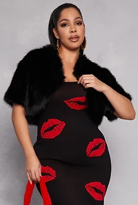 Plus Spoon Jeans Solid Faux Fur Bolero