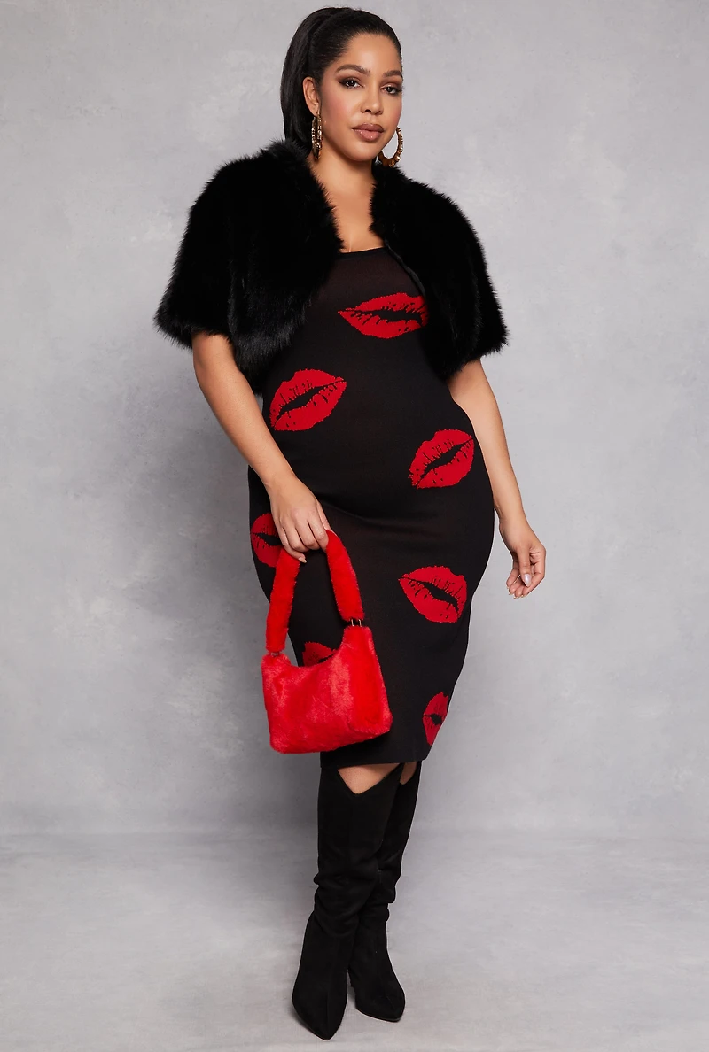 Plus Spoon Jeans Solid Faux Fur Bolero