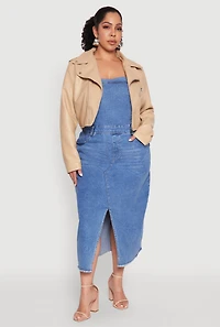 Plus Daisy Faux Leather Cropped Moto Jacket