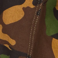 Plus Camo Zipper Hem Button Front Denim Blazer
