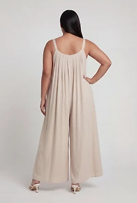 Plus Sleeveless Wide Leg Jumpsuit with Pockets
