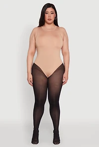 Womens Plus Daisy Sleeveless Crew Neck Bodysuit,