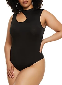 Plus Daisy Mock Neck Cut Out Tank Bodysuit