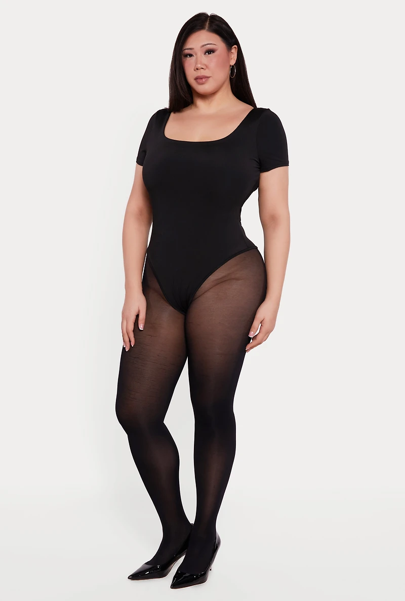 Plus Solid Short Sleeve Bodysuit