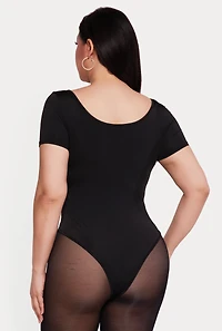 Plus Solid Short Sleeve Bodysuit