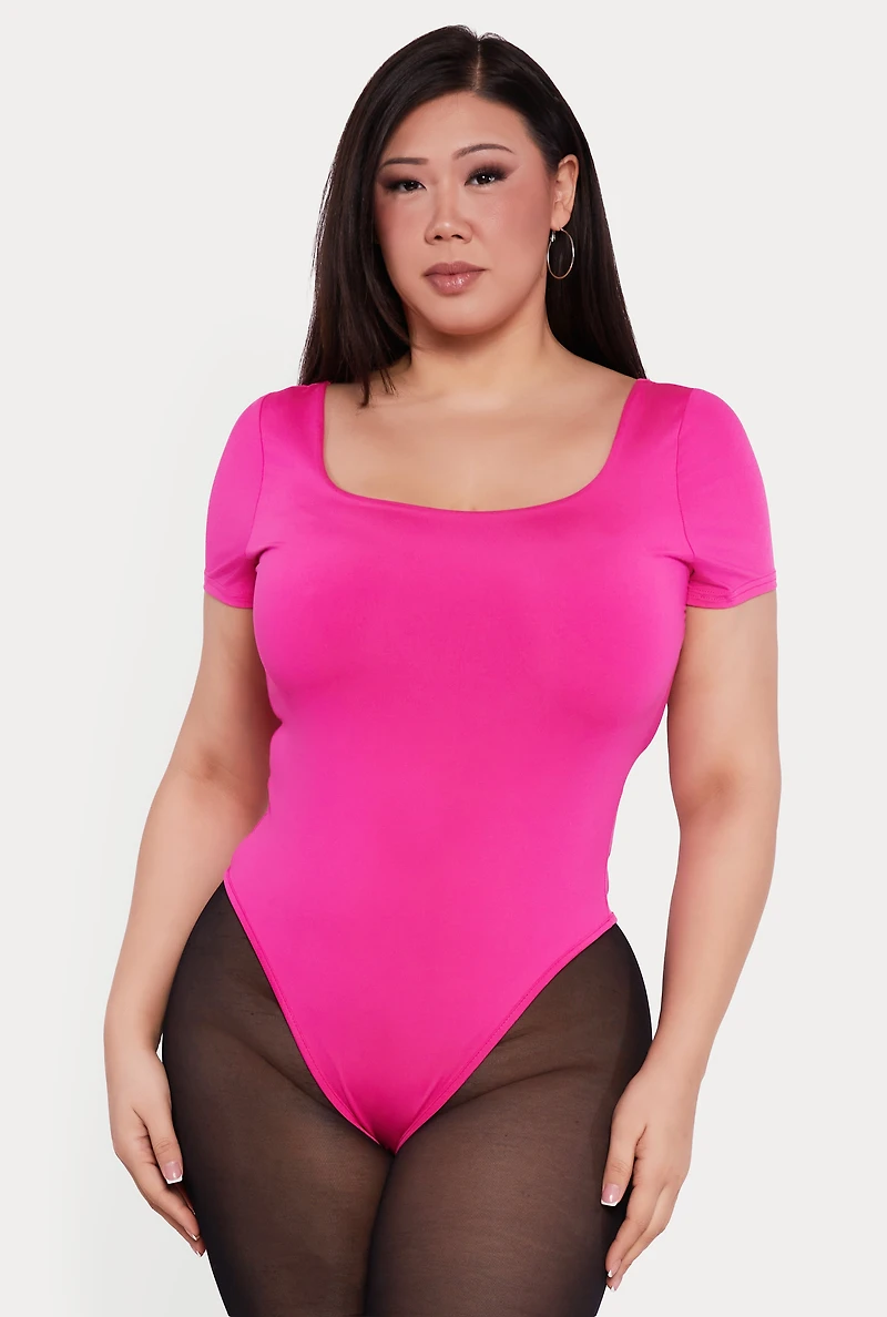 Plus Solid Short Sleeve Bodysuit