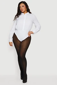 Plus Poplin Button Front Shirt Bodysuit