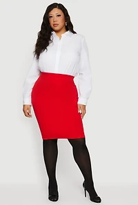 Plus Poplin Button Front Shirt Bodysuit