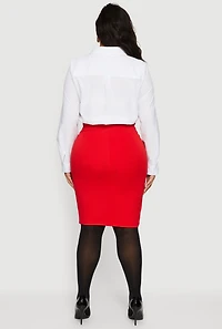 Plus Poplin Button Front Shirt Bodysuit