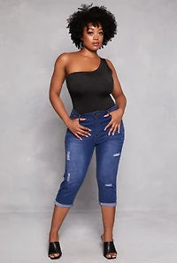 Plus Daisy Double Lined One Shoulder Bodysuit