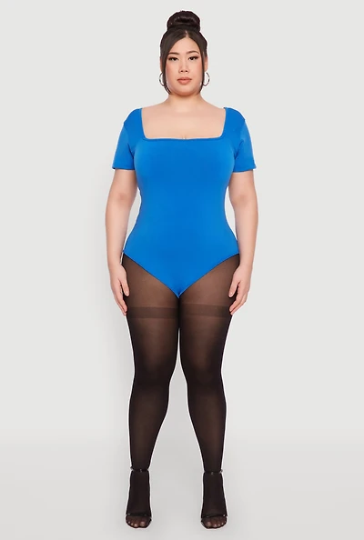 Womens Plus Seamless Square Neck Bodysuit,