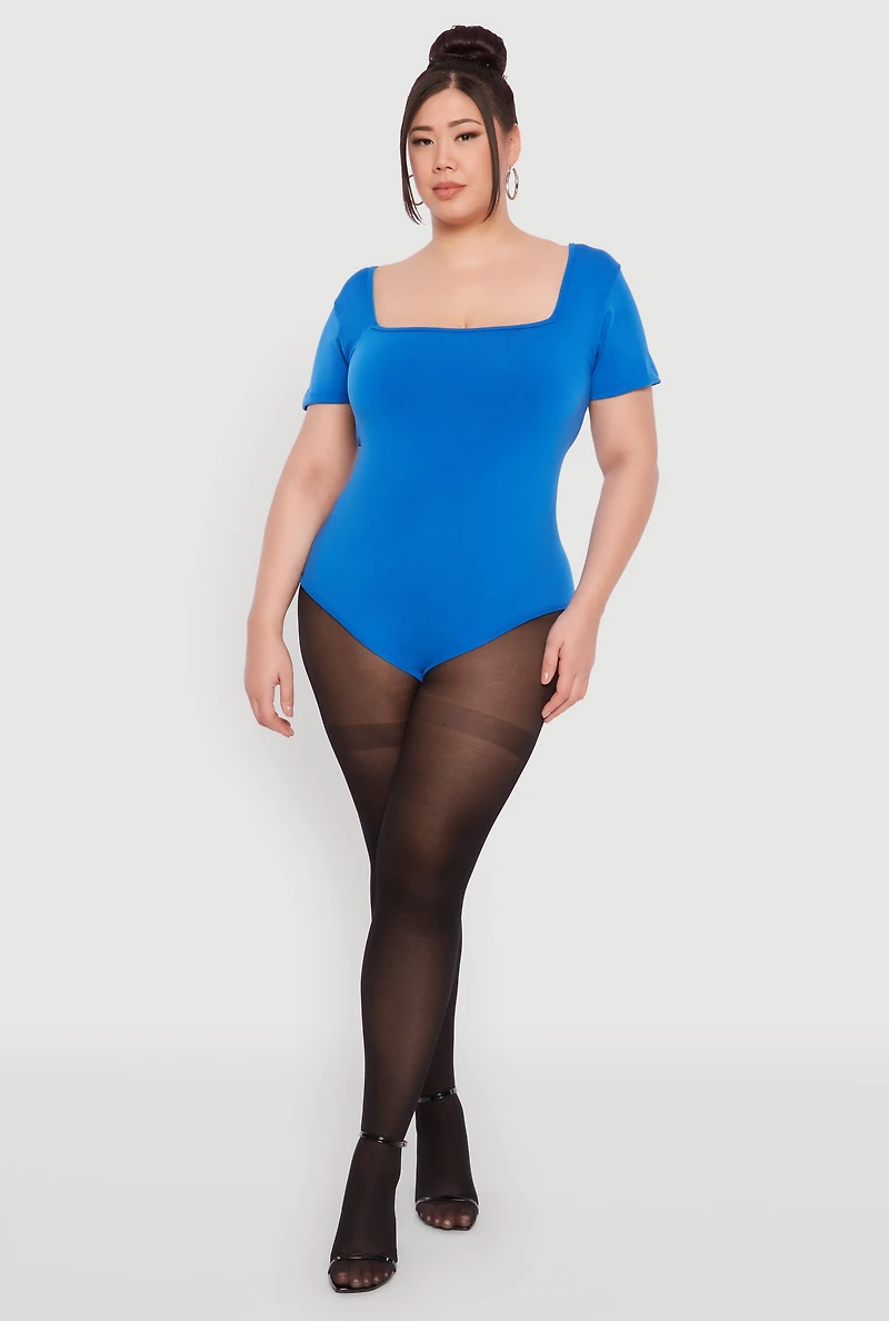 Womens Plus Seamless Square Neck Bodysuit, 1X-2X