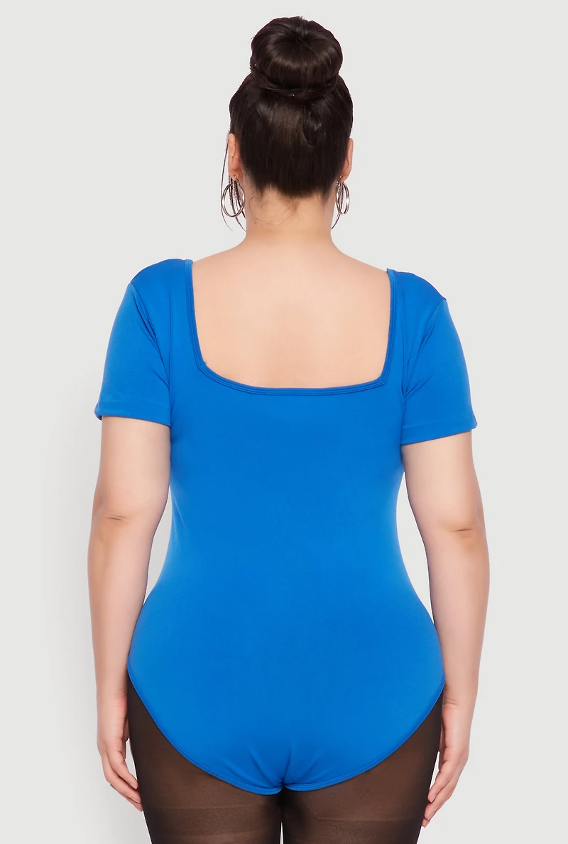 Womens Plus Seamless Square Neck Bodysuit, 1X-2X