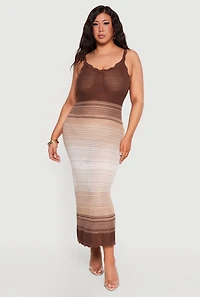 Plus Ombre Striped Crochet Cami Maxi Dress