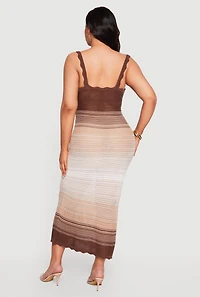 Plus Ombre Striped Crochet Cami Maxi Dress