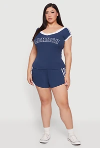 Plus Soft Rib Knit London Graphic Top