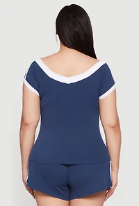 Plus Soft Rib Knit London Graphic Top