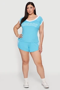 Plus Soft Rib Knit Side Stripe Shorts