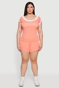 Plus Soft Rib Knit Side Stripe Shorts