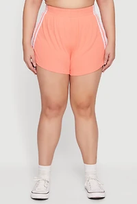 Plus Soft Rib Knit Side Stripe Shorts