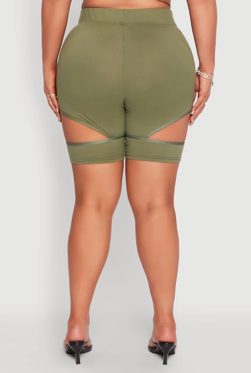 Womens Plus Butterfly Cut Out Biker Shorts,