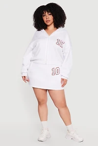 Plus Sized Oversized 10 Graphic Zip Front Hoodie