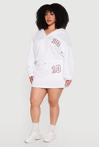 Plus Sized Oversized 10 Graphic Zip Front Hoodie