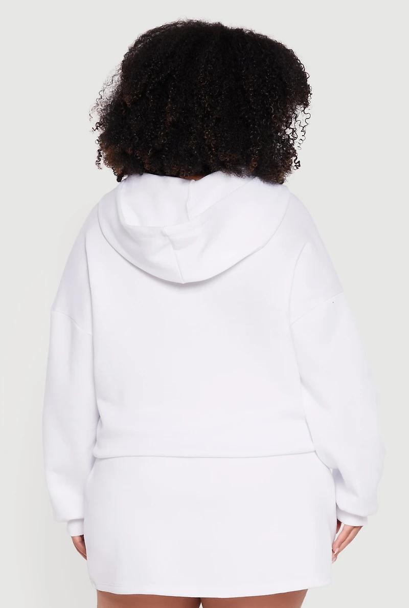 Plus Sized Oversized 10 Graphic Zip Front Hoodie