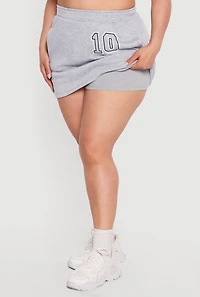 Plus Sized 10 Graphic Fleece Skirt with Shorts Lining