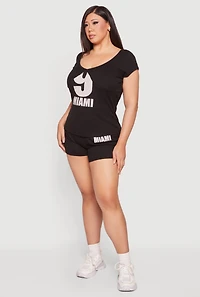 Plus 9 Miami Graphic Ribbed Knit Tee