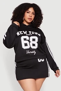 Plus New York Sports 68 Varsity Stripe Detail Hoodie