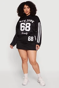 Plus New York Sports 68 Varsity Stripe Detail Hoodie