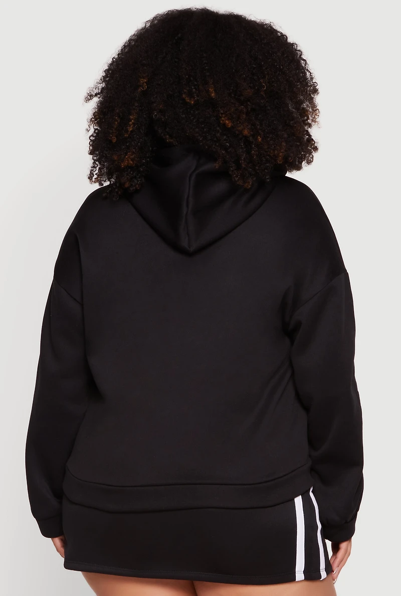 Plus New York Sports 68 Varsity Stripe Detail Hoodie