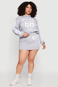 Plus New York Sports 68 Varsity Stripe Detail Hoodie