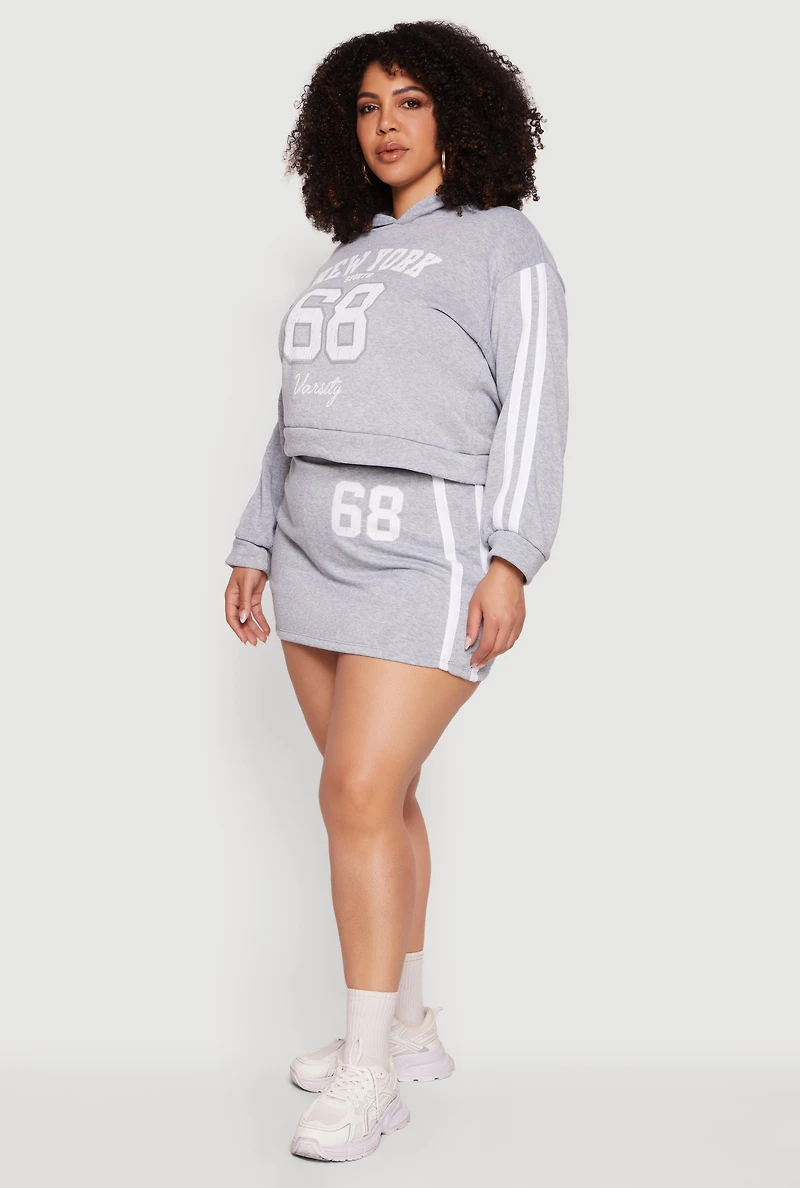 Plus New York Sports 68 Varsity Stripe Detail Hoodie