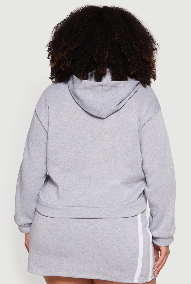 Plus New York Sports 68 Varsity Stripe Detail Hoodie