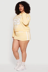 Plus Fleece 68 Varsity Stripe Detail Mini Skirt