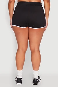 Womens Plus Contrast Trim Dolphin Shorts, Black,