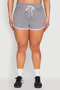 Womens Plus Contrast Trim Dolphin Shorts,