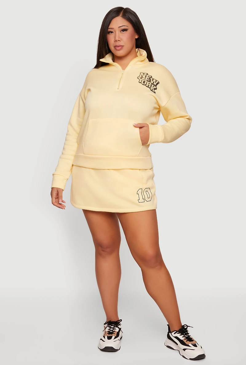 Plus New York Graphic Quarter Zip Sweatshirt