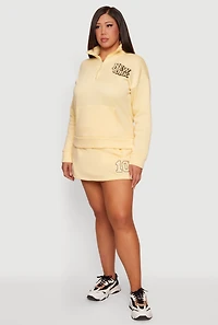 Plus New York Graphic Quarter Zip Sweatshirt