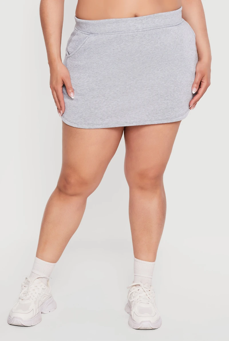 Plus Fleece Lined Pencil Skirt with Shorts Lining