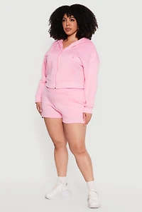 Plus Zip Front Fleece Lined Hooded Sweatshirt