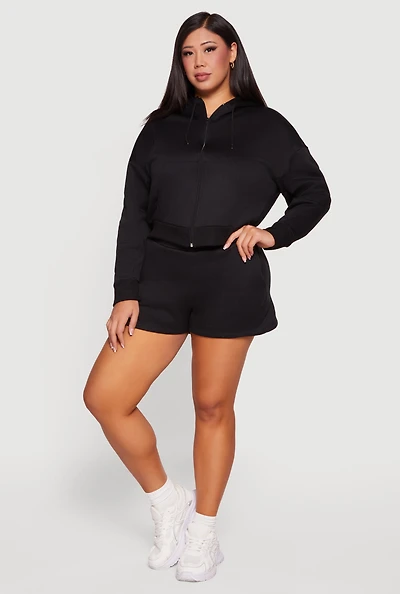 Plus Fleece Sweatshorts with Pockets