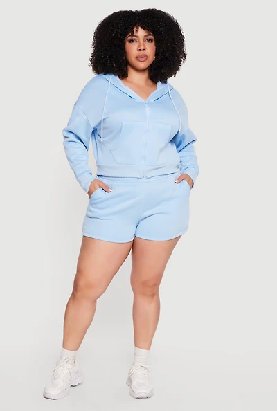 Plus Fleece Sweatshorts with Pockets