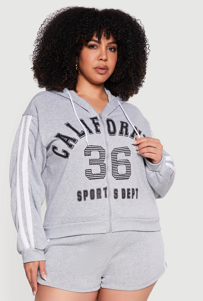Plus California 36 Sports Dept Zip Front Hoodie