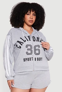 Plus California 36 Sports Dept Zip Front Hoodie